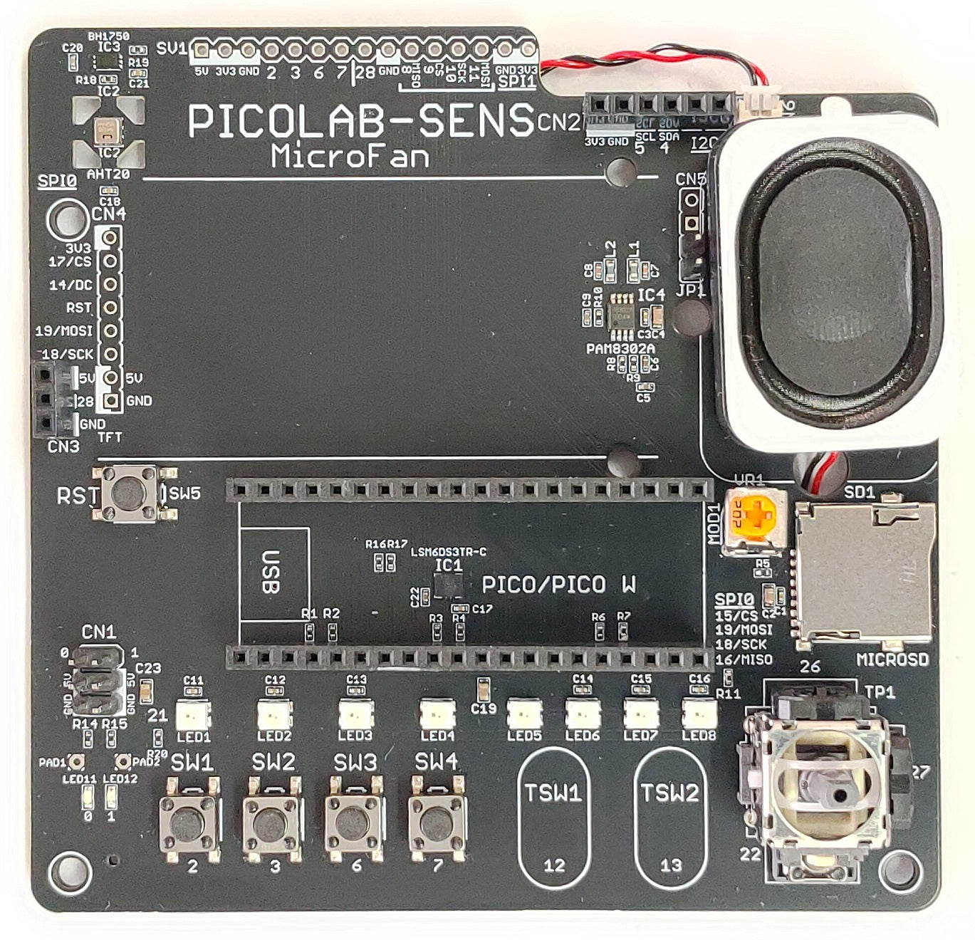 PICOLAB-SENS (実験用多機能拡張ボード: Raspberry Pi PICO/PICO W対応)