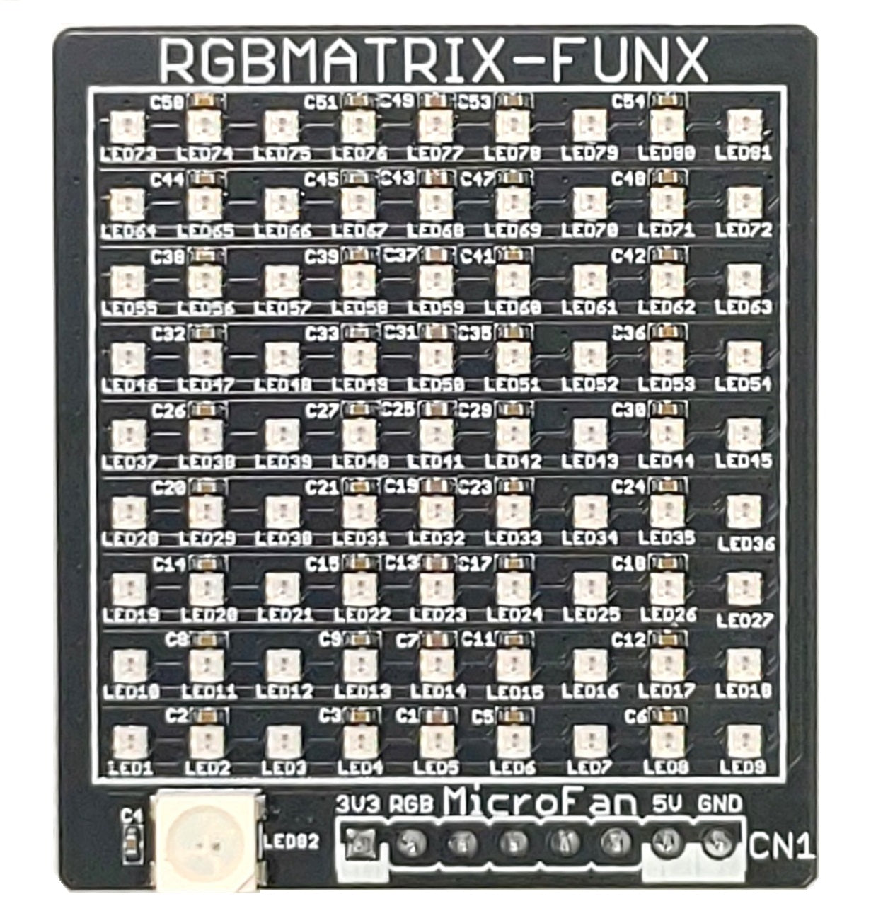 RGBMATRIX-FUNX (9x9ドットマトリックス WS2812B x(81+1))