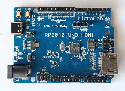 RP2040-UNO-HDMI (RP2040, Dual ARM Cortex-M0+ 8MB Flash) PicoDVI対応開発ボード