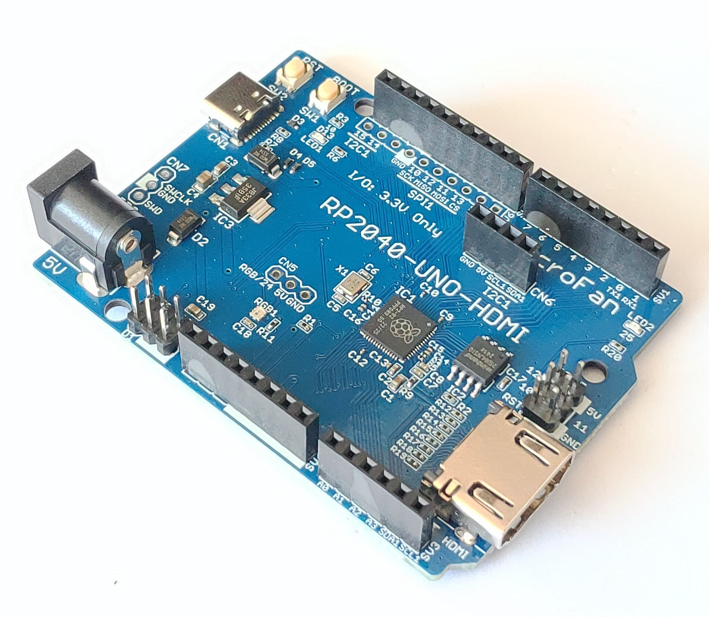 RP2040-UNO-HDMI (RP2040, Dual ARM Cortex-M0+ 8MB Flash) PicoDVI対応開発ボード