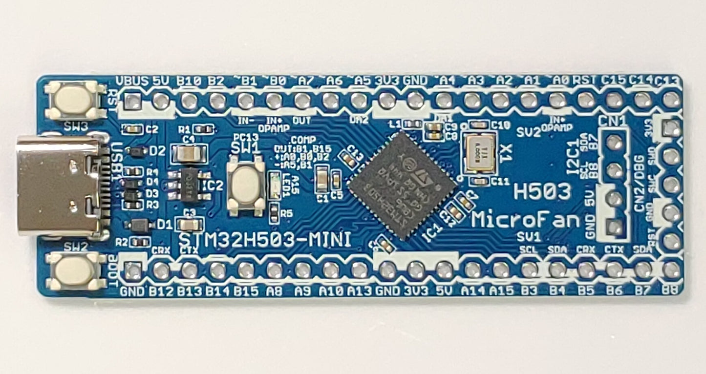 STM32H503-MINI ( STM32H503CBU6, ARM Cortex-M33, 250MHz, 128KFlash, 32KRAM) 開発ボード Type-C USBコネクタ