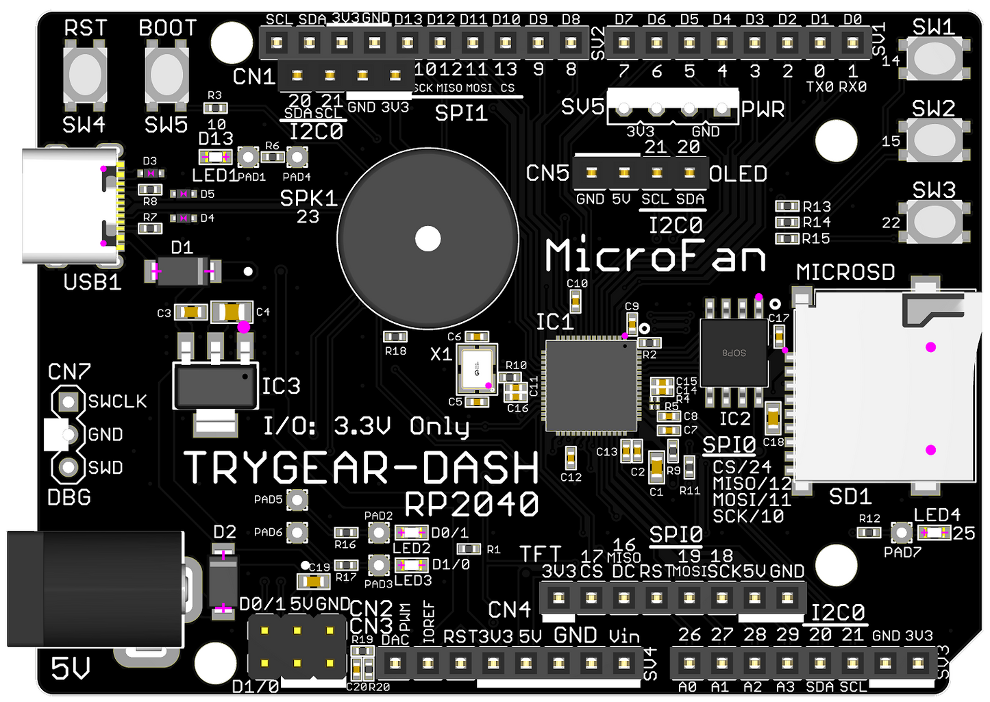 TRYGEAR-DASH-RP2040 (RP2040, Dual ARM Cortex-M0+ 8MB Flash)