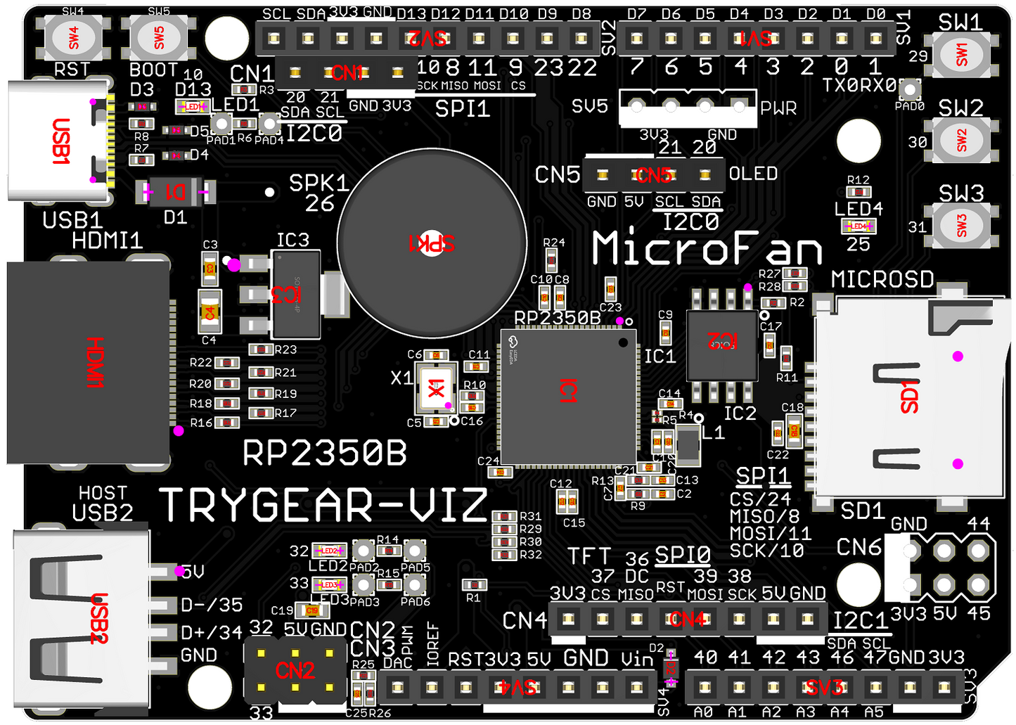TRYGEAR-VIZ-RP2350B (RP2350B, Dual ARM Cortex-M33 16MB Flash)