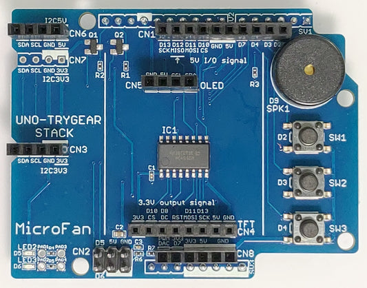 UNO-TRYGEAR-STACK (UNO R3/R4->TRYGEAR化シールド)